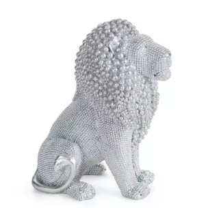 Figurka srebrna w kształcie Lwa o drobnym strukturalnym wzorze 15x9x18 cm ELDO 1 Eurofirany