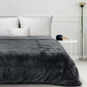 Koc o strukturze miękkiego futra 200x220 cm stalowy TIFANY 1 DESIGN 91 Eurofirany
