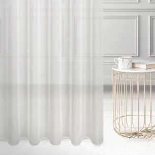 Firana szyta na flexach naturalna z matowej etaminy wykończonej obciążnikiem