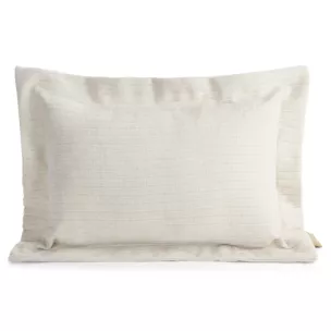 Poszewka na poduszkę  40x60 cm z szenilowej tkaniny kremowa w drobne prążki Eva Minge Elegante Eurofirany