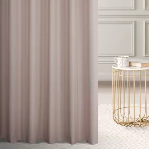 Firana szyta na tunelu brązowa z półmatowej etaminy z efektem melanżu, wykończona obciążnikiem