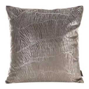 Poszewka na poduszkę 45x45 cm welwetowa ze srebrnym motywem liści bananowca miętowa BLINK Eurofirany
