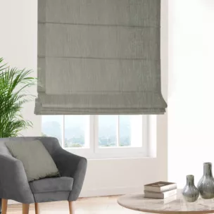 Roleta rzymska miętowa z tkaniny melanżowej przetykanej błyszczącą nicią