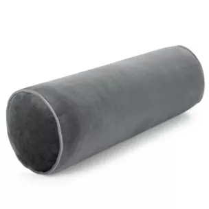 Poduszka dekoracyjna wałek 45 x 15 cm welwetowa grafitowa zdobiony kontrastującą lamówką GAJA Eurofirany