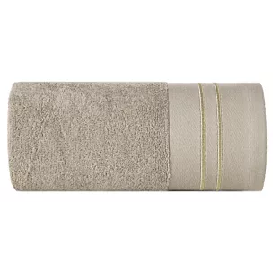 Ręcznik do rąk 30x50 cm bawełniany kolor beżowy z haftowanymi paseczkami 500 g/m2 OLIVIA Eurofirany