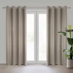 Zasłona ciemnobeżowo, szampańska z tkaniny typu blackout 140x250 cm przelotka OLETA Eurofirany