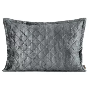 Poszewka na poduszkę 50x70 cm welwetowa pikowana metoda hot press zdobiona błyszczącym przecieranym nadrukiem stalowa BLINK 43 EUROFIRANY PREMIUM