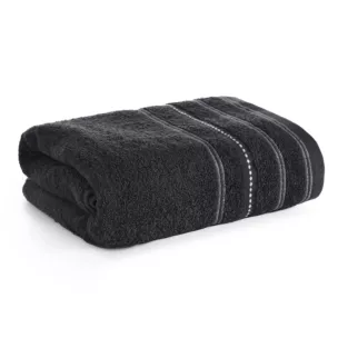 Ręcznik kąpielowy 50x90 cm bawełniany kolor czarny w pasy 500 g/m2 VENTO Eurofirany