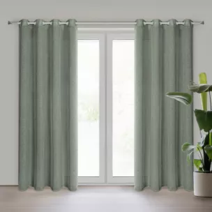 Zasłona zielona o strukturze deszczyku z etaminy 140x250 cm przelotka ANGELICA Eurofirany