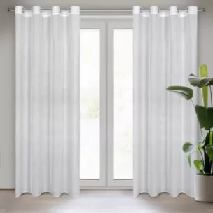 Zasłona biała o splocie płóciennym 140x250 cm przelotka CINDY Eurofirany