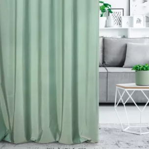 Zasłona szyta na taśmie fala miętowa z gładkiej tkaniny z delikatnym połyskiem