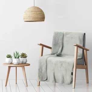 Narzuta, koc  na fotel 70x160 cm srebrny z miękkiego polaru ze strukturą baranka TEDY EUROFIRANY PREMIUM