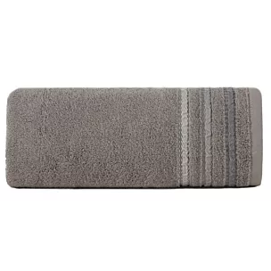 Ręcznik kąpielowy 70x140 cm bawełniany kolor grafitowy z klasyczną bordiurą w paski 500 g/m2 IRENE Eurofirany