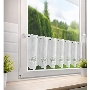 Tkanina firanowa zazdrostka zdobiona haftem drobnych kwiatów Eurofirany