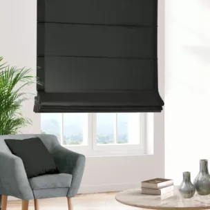 Roleta rzymska IVANA grafitowa z tkaniny o naturalnym charakterze z lnianym splotem