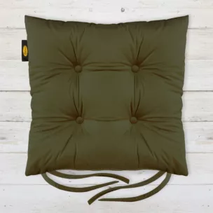 Poduszka na krzesło dwustronna 40 x 40 x 8 cm welwetowa ciemnooliwkowa Eurofirany