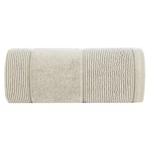 Ręcznik kąpielowy 70x140 cm bawełniany kolor beżowy z welurową bordiurą 500 g/m2 EMMA Eurofirany