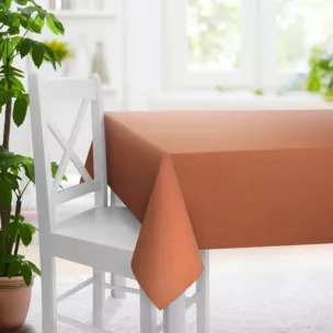 Obrus szyty rudy z tkaniny o naturalnym splocie w stylu eko