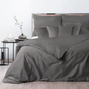 Pościel bawełniana z makosatyny  220x200 cm komplet 3 częściowy gładka kolor stalowy DELIA Reina Line Eurofirany