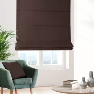 Roleta rzymska brązowa z jednokolorowej gładkiej tkaniny