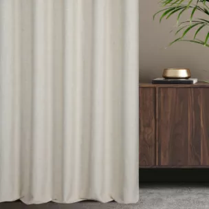 Zasłona szyta na taśmie fala naturalna z tkaniny z dodatkiem lnu, z melanżowym splotem ekologiczna