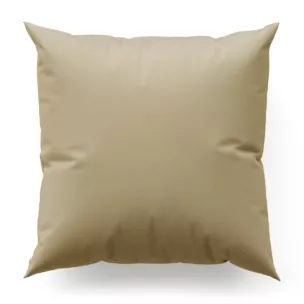 Poszewka szyta ciemnokremowa z gładkiej tkaniny zaciemniającej typu dimout wykończona obciążnikiem