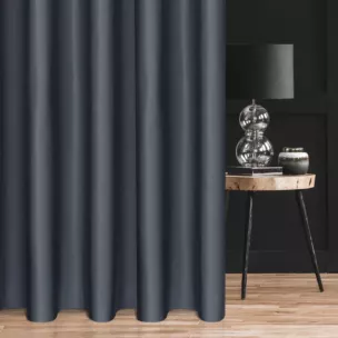 Zasłona szyta na taśmie 5 cm grafitowa z satynowej, połyskującej tkaniny