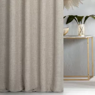 Zasłona szyta na taśmie fala FELICITY beżowo jasnoszara o naturalnym splocie w melanżowych odcieniach
