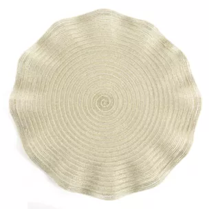 Podkładka okrągła na stół szampańska średnica 38 cm JUNE pleciona o falistych brzegach Eurofirany