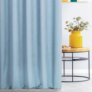 Zasłona szyta na taśmie fala ADESSA niebieska z miękkiej tkaniny o welurowej strukturze