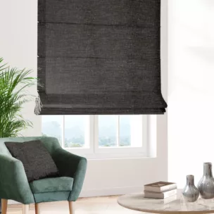 Roleta rzymska grafitowa z szenilowej tkaniny z dodatkiem połyskującej nici