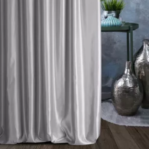 Zasłona szyta na przelotkach AMAYA popielata z jednokolorowej gładkiej tkaniny