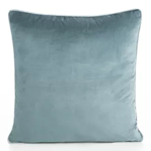 Poszewka na poduszkę 60x60 cm welwetowa o delikatnym połysku z ozdobną lamówką niebieska GAJA 2 Eurofirany