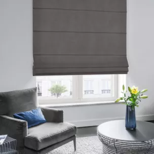 Roleta rzymska DORA - HIT grafitowa z miękkiej tkaniny o welurowej strukturze