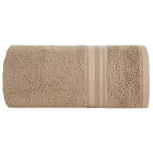 Ręcznik do rąk 30x50 cm bawełniany kolor beżowy z bordiurą w paski 550 g/m2 ELEN Eurofirany
