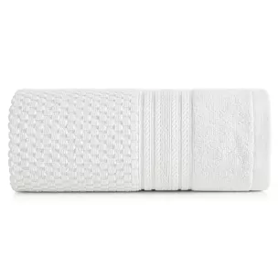 Ręcznik kąpielowy 50x90 cm bawełniany kolor biały zdobiony subtelnymi paseczkami 500 g/m2 DAVOS Eurofirany