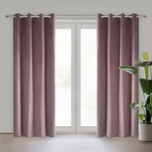 Zasłona pudrowy róż z gładkiego welwetu 140x250 cm przelotka PIERRE Eurofirany