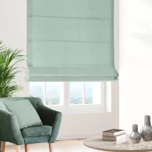 Roleta rzymska ADESSA jasnoturkusowa z miękkiej tkaniny o welurowej strukturze