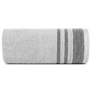 Ręcznik kąpielowy 50x90 cm bawełniany kolor srebrny z ozdobną bordiurą 500 g/m2 MERY Eurofirany
