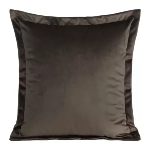 Poszewka na poduszkę 45x45 cm welwetowa z ozdobnymi brzegami brązowa RIA DIVA LINE Eurofirany