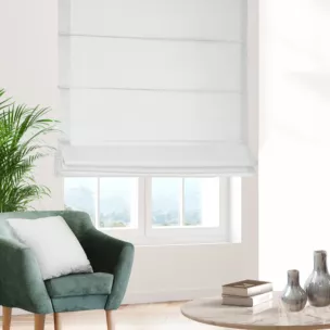 Roleta rzymska biała z ekologicznej tkaniny o naturalnym splocie