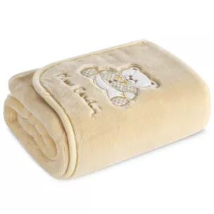 Koc - otulacz dziecięcy 80x90 cm beżowy z uroczą aplikacja misia BABY 6 Pierre Cardin Eurofirany