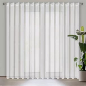 Firana biała z jasnozłotym nadrukiem drobnych kwadracików 300x250 cm przelotka SIBEL Eurofirany