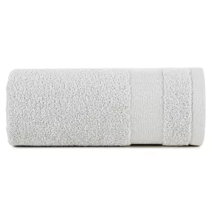 Ręcznik kąpielowy 50x90 cm bawełniany kolor jasnoszary z ozdobną bordiurą 500 g/m2 NESSY Eurofirany