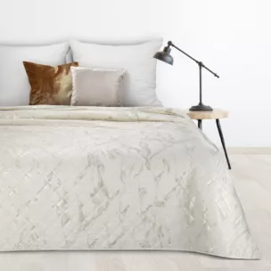 Narzuta welwetowa kremowo, złota 200x220 cm z welwetu zdobiona wzorem marmuru LUIZ 6 DESIGN 91 Eurofirany