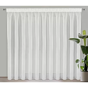 Firana kremowa z gładkiego mlecznego woalu wykończona szwem obciążającym VIOLET 500x200 cm taśma Eurofirany