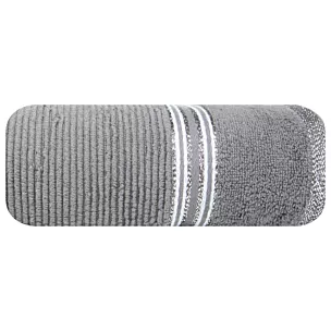 Ręcznik kąpielowy 50x90 cm bawełniany kolor srebrny z błyszczącą bordiurą 530 g/m2 FILON Eurofirany