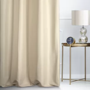 Zasłona szyta na flexach LUXOR beżowa z eleganckiej lśniącej tkaniny o drobnym splocie