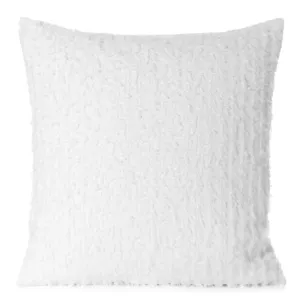 Poszewka na poduszkę 45x45 cm z szyfonowej tkaniny zdobiona moherową nicią biała SELMA EVA MINGE Eurofirany