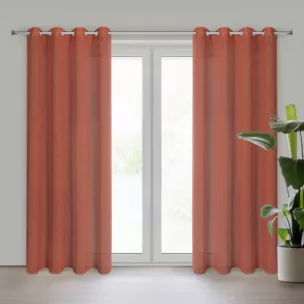 Zasłona ruda o strukturze deszczyku z etaminy 140x250 cm przelotka ANGELICA Eurofirany